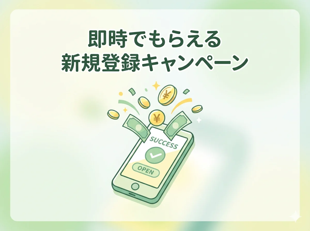 即時でもらえる新規登録キャンペーン